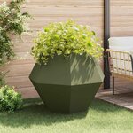 vidaXL Jardinière 2 Pièces Vert olive 100 x 100 x 80 cm Acier