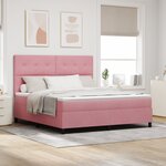 Lit box spring vidaXL avec matelas Rose Super King en velours