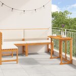 Ensemble de Jardin Bistro 3 Pièces avec Coussins en Bois d'Acacia