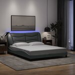 vidaXL Cadre de lit avec LED sans matelas gris clair 160x200 cm tissu