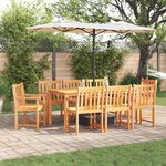 vidaXL Ensemble de salle à manger pour jardin 9 Pièces Marron