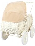 Landau de poupée rétro en osier > 52 x 37 x 57 cm