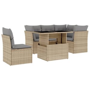 vidaXL Salon de jardin avec coussins 6 Pièces beige résine tressée