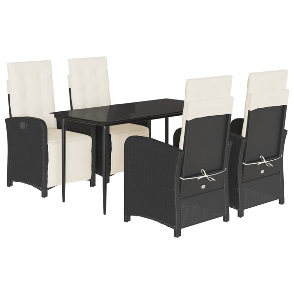 vidaXL Ensemble à manger de jardin coussins 5Pièces Noir Résine tressée