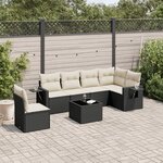 vidaXL Salon de jardin 7 Pièces avec coussins noir résine tressée