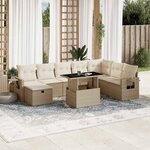vidaXL Salon de jardin avec coussins 9 Pièces beige résine tressée