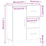 vidaXL Buffet sonoma gris 69 5x34x90 cm bois d'ingénierie