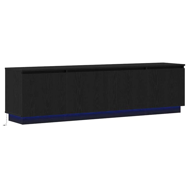 Meuble TV vidaXL avec LED en chêne noir 180x38x49 cm en bois d'ingénierie