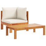 vidaXL Salon de jardin avec coussins 2 Pièces bois massif acacia