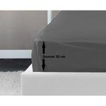 Drap housse gris foncé 100  coton 180 x 200 x 30 cm