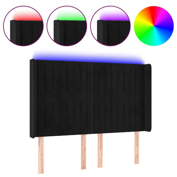 vidaXL Tête de lit à LED Noir 147x16x118/128 cm Velours