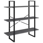 vidaXL Bibliothèque à 3 niveaux Gris 100x30x105 cm Bois de pin massif