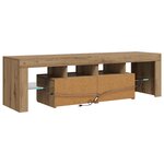 vidaXL Meuble TV avec lumières LED chêne artisanal bois d'ingénierie