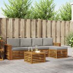 vidaXL Ensemble de canapés d'extérieur 6 pc Gris Naturel et Clair