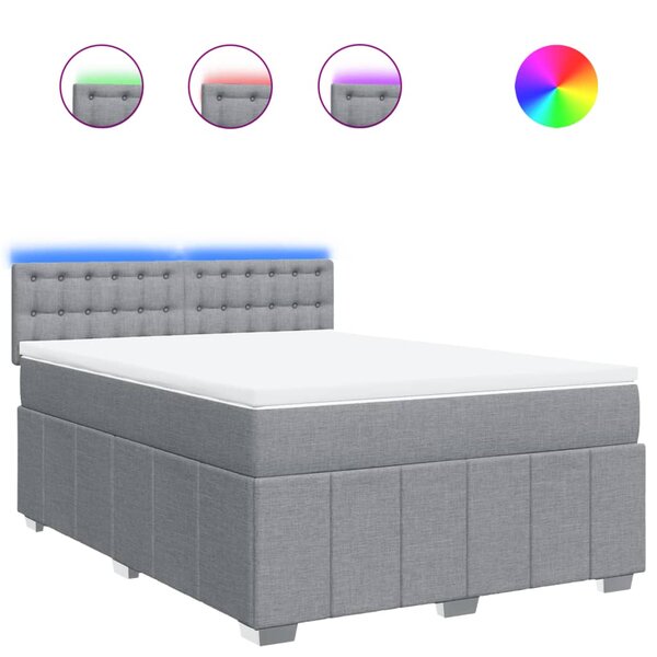 vidaXL Sommier à lattes de lit avec matelas Gris clair 160x200cm Tissu