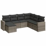 vidaXL Salon de jardin avec coussins 7 Pièces gris résine tressée