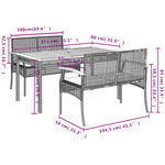 vidaXL Ensemble à manger de jardin 3 Pièces coussins gris résine tressée