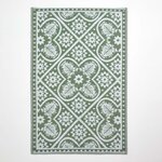Tapis extérieur terrasse réversible - Tapis de jardin imperméable et résistant UV - Motif carrelage - Vert - 182x122 cm - HOMESCAPES