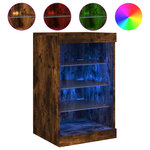 vidaXL Buffet avec lumières LED chêne fumé 41x37x67 cm