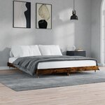 vidaXL Cadre de lit sans matelas chêne fumé 200x200 cm bois ingénierie