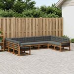 vidaXL Ensemble de canapés d'extérieur 9 pc Naturel et Anthracite