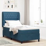 vidaXL Lit à ressorts avec matelas Bleu foncé 90 x 190 cm Velours