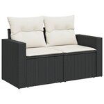 vidaXL Salon de jardin 6 Pièces avec coussins noir résine tressée