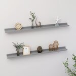 vidaXL Étagères murales 2 Pièces Gris 100x9x3 cm