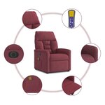 vidaXL Fauteuil de massage inclinable électrique Rouge bordeaux Tissu