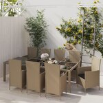 vidaXL Salon de jardin avec coussins 11 Pièces Résine tressée Beige