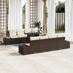 vidaXL Ensemble de canapé de jardin avec coussin 7 Pièces Marron  Crème