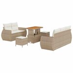 vidaXL Ensemble de canapé de jardin 8 Pièces Beige polyrotin
