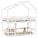 vidaXL Lit superposé avec échelle et toit sans matelas blanc 90x190 cm