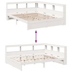 vidaXL Lit bibliothèque sans matelas blanc 140x190 cm bois pin massif