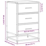 vidaXL Table de chevet sonoma gris 40x34 5x60 cm bois ingénierie métal