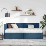 vidaXL Cadre de lit d'angle avec matelas 2 Pièces Bleu Velours