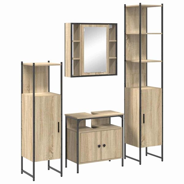 vidaXL Ensemble de mobilier de salle de bain 4 Pièces Chêne Sonoma