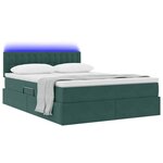 vidaXL Lit de rangement LED avec matelas Vert foncé 140 x 190 cm