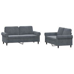 vidaXL Ensemble de canapés 2 Pièces avec coussins Gris foncé Velours