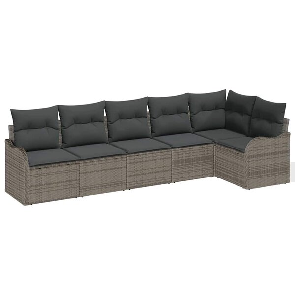 vidaXL Ensemble de canapé de jardin avec stockage 6 Pièces Gris polyrotin
