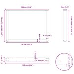 vidaXL Pieds de table à manger en U 3 pièces Noir 100 x (72-73) cm Acier
