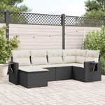 vidaXL Salon de jardin 6 Pièces avec coussins noir résine tressée