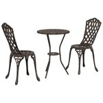 Set de Bistro de Jardin 3 Pièces en Aluminium Bronze