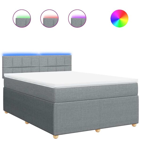 vidaXL Sommier à lattes de lit avec matelas Gris clair 140x200cm Tissu