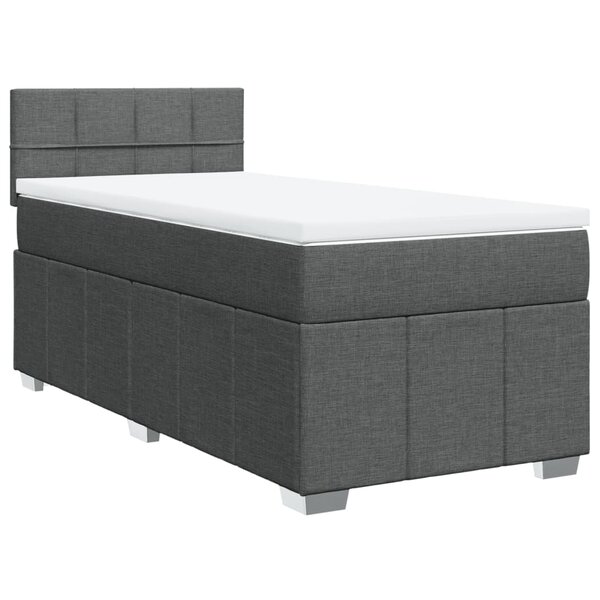 vidaXL Sommier à lattes de lit avec matelas Gris foncé 100x200cm Tissu