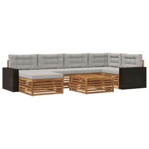 vidaXL Ensemble de canapés d'extérieur 7 pc Naturel et gris clair