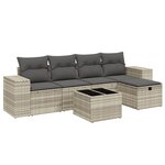 vidaXL Salon de jardin 6 Pièces avec coussins gris clair résine tressée
