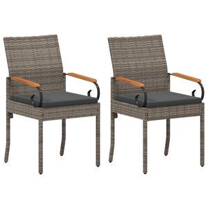 vidaXL Chaises de jardin 2 pc Gris et Gris foncé Poly Rattan et Acacia