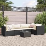 vidaXL Salon de jardin 6 Pièces avec coussins Noir Résine tressée