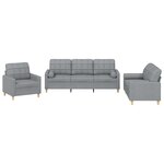 vidaXL Ensemble de canapés 3 Pièces coussins gris clair tissu